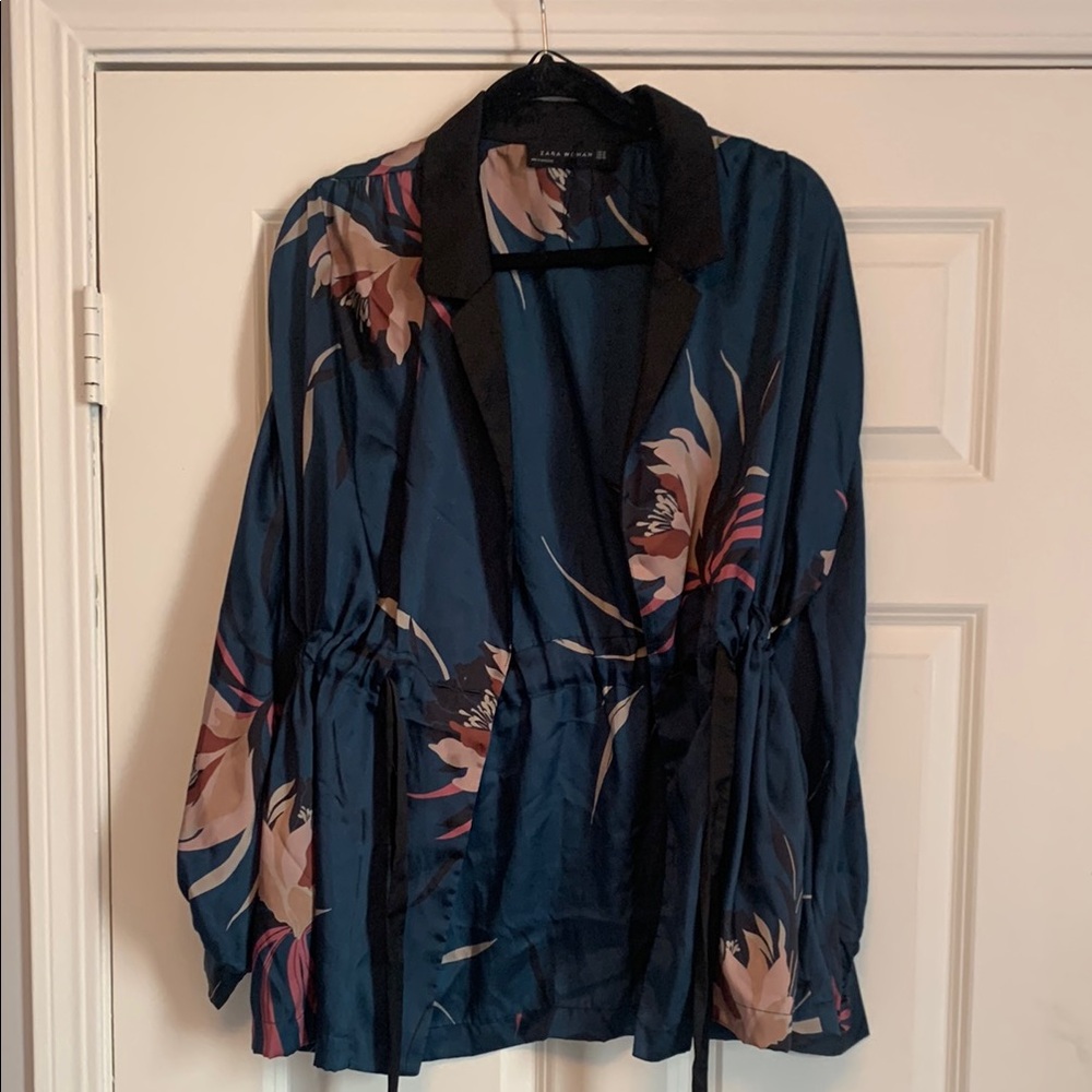 Floral Kimono Jacket in Blue and Pink
